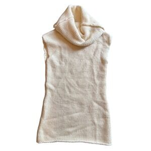 Topin Cream Alpaca Wool Blend Chunky Knit Sleeveless Woman's M Cowl Neck Sweater